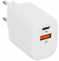 Фото Сетевое зарядное устройство Olmio 20W, Type-C +USB, PowerDelivery, QuickCharge, белое (043365) на polka39.ru