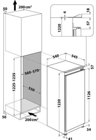 Фотография Встраиваемый холодильник Whirlpool ARG 7341 на polka39.ru