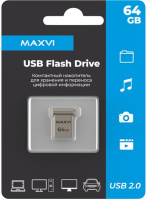 Фото USB Flash Drive 64Gb Maxvi metallic silver (FD64GBUSB20C10MM) на polka39.ru