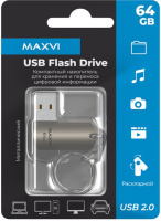 Фото USB Flash Drive 64Gb Maxvi metallic silver (FD64GBUSB20C10MR) на polka39.ru