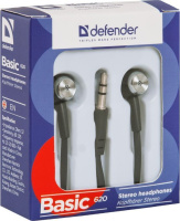 Фото Наушники Defender вкладыши Basic 620 черный (63620) на polka39.ru